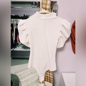 mock neck puff sleeve detailed bodysuit!!